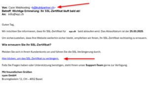 Cyon Phishing Mail