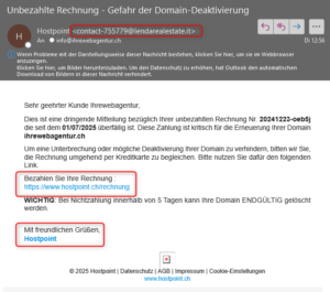 Hostpoint Phishing E-Mail